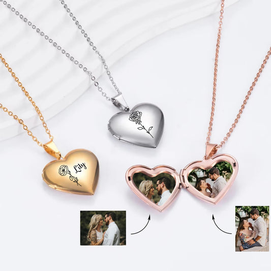 Personalized Heartflower Locket Necklace™